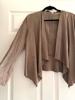 Zara Basic Collection Faux Suede Drape Jacket Blazer Size M